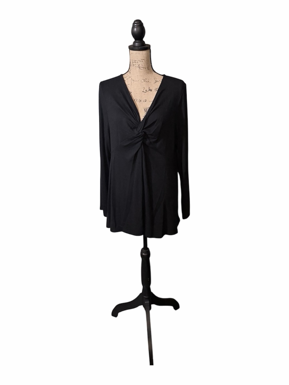 Lane Bryant Black Twist-Knot Long Sleeve Top